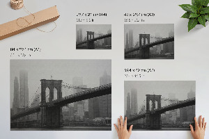 Modern wall art poster featuring a city panorama