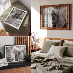 Canvas poster featuring a detailed elephant illustration