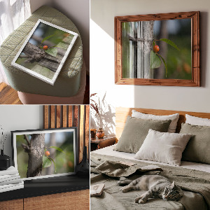 Modern wall art poster depicting fruit on a branch