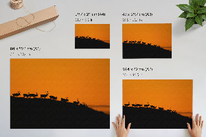 Modern wall art poster featuring a deer on a hill