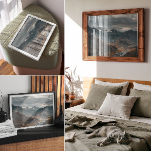 Premium wall art depicting a mountain landscape