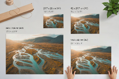Modern wall art poster featuring a sunset