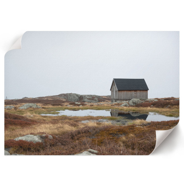 Modern wall art poster showing a house in the middle of nowhere