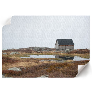 Modern wall art poster showing a house in the middle of nowhere