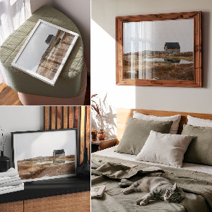 Modern wall art poster showing a house in the middle of nowhere