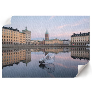 Premium wall art The light bulb and the city