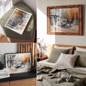 Modern wall art poster City tram