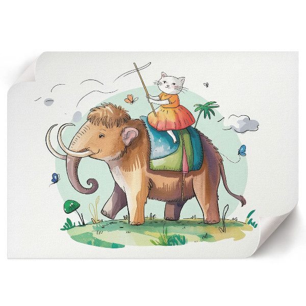 Wall poster showing a person riding a mammoth