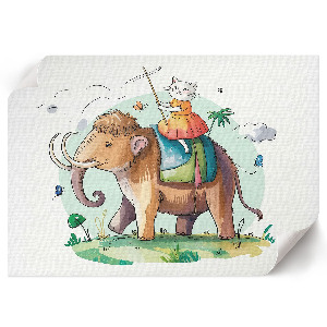 Wall poster showing a person riding a mammoth