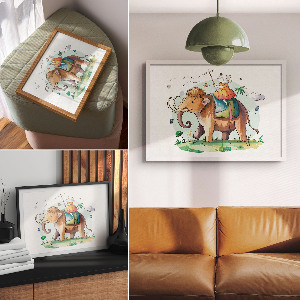 Wall poster showing a person riding a mammoth