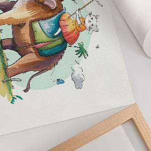 Wall poster showing a person riding a mammoth