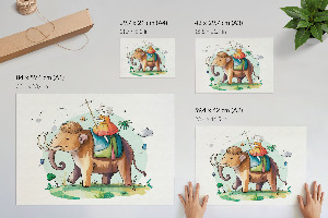 Wall poster showing a person riding a mammoth