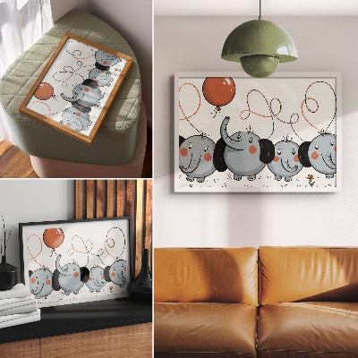 Modern wall art poster with an elephants illustration