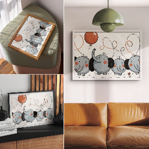 Modern wall art poster with an elephants illustration