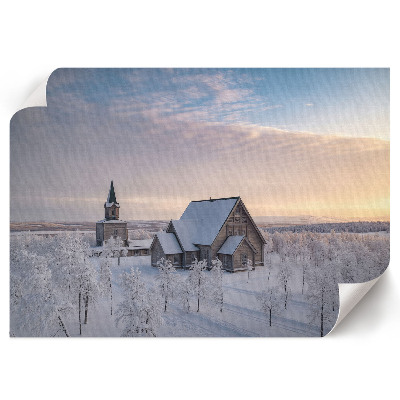 Canvas poster showing a winter church scene