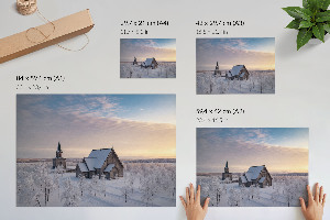 Canvas poster showing a winter church scene