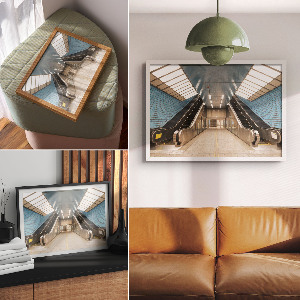Modern wall art poster featuring a subway/metro motif