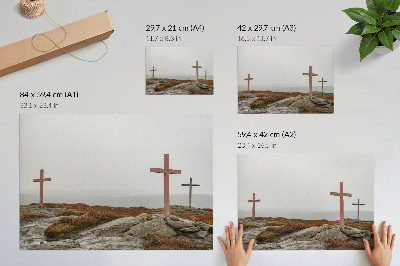 Modern wall art poster featuring a foggy landscape