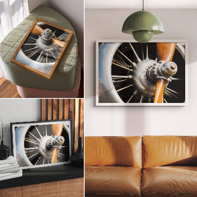 Modern wall art poster featuring an airplane engine