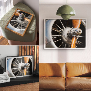 Modern wall art poster featuring an airplane engine