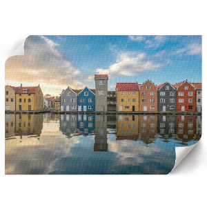 Premium wall art featuring colorful houses