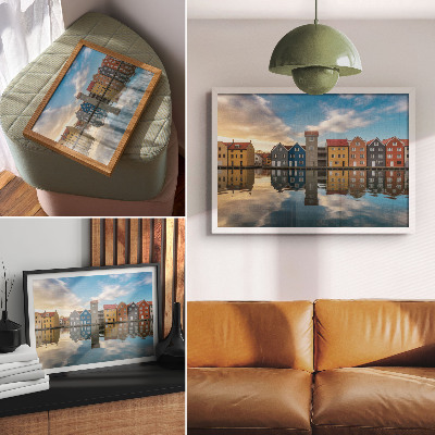 Premium wall art featuring colorful houses