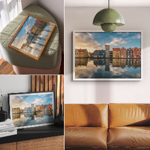 Premium wall art featuring colorful houses