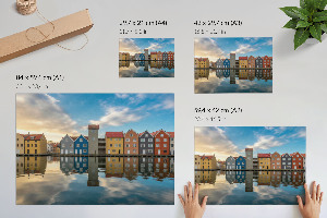 Premium wall art featuring colorful houses