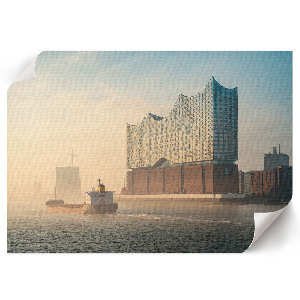 Modern wall art poster depicting an urban landscape