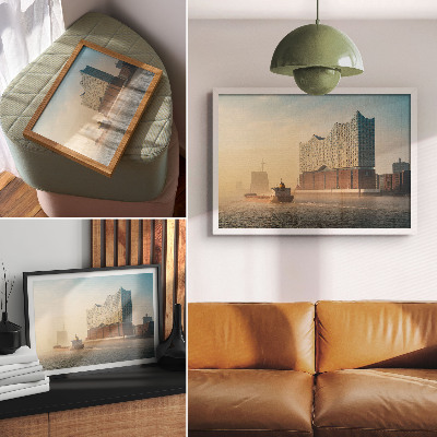 Modern wall art poster depicting an urban landscape