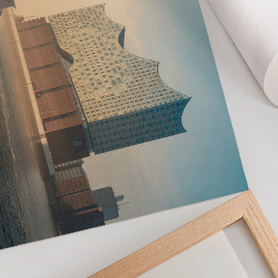 Modern wall art poster depicting an urban landscape