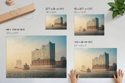 Modern wall art poster depicting an urban landscape