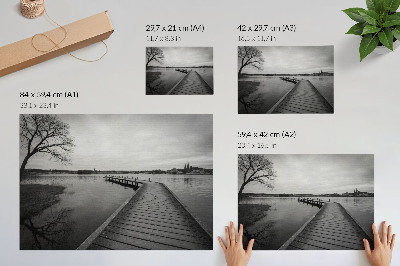 Premium wall art featuring a pier and lake