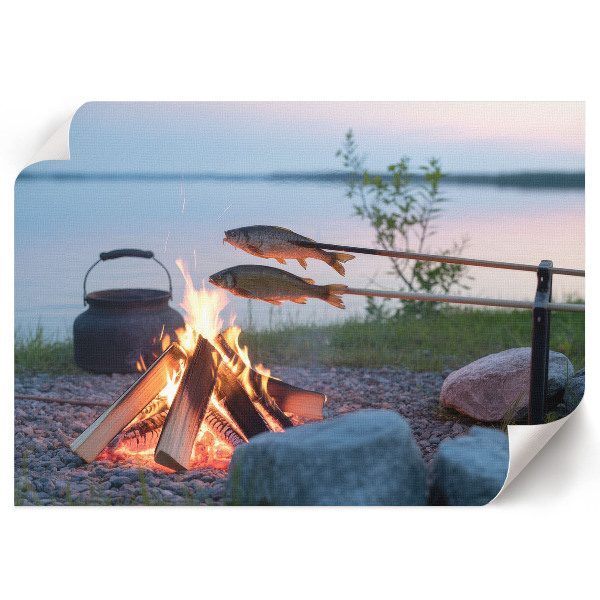 Bonfire by the Lake wall poster