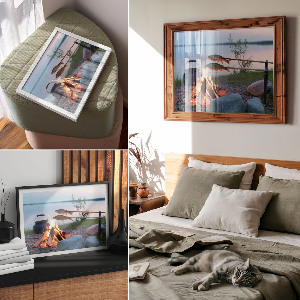 Bonfire by the Lake wall poster