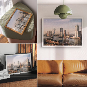 Modern wall art poster featuring a contemporary cityscape
