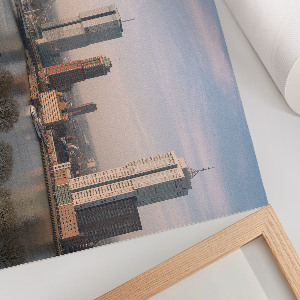 Modern wall art poster featuring a contemporary cityscape