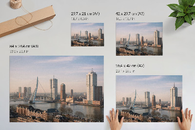 Modern wall art poster featuring a contemporary cityscape