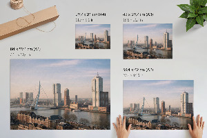 Modern wall art poster featuring a contemporary cityscape