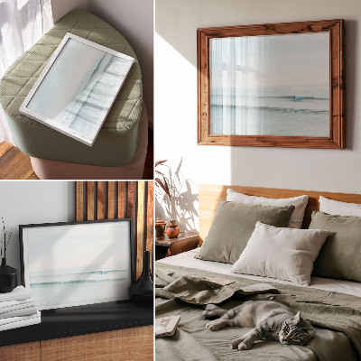 Modern wall art poster featuring ocean waves