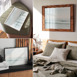Modern wall art poster featuring ocean waves