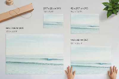 Modern wall art poster featuring ocean waves