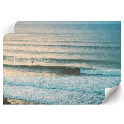 Modern wall art poster with ocean waves