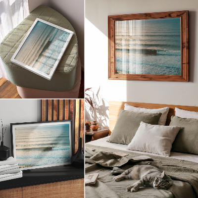 Modern wall art poster with ocean waves