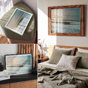 Modern wall art poster with ocean waves