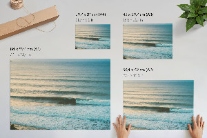 Modern wall art poster with ocean waves