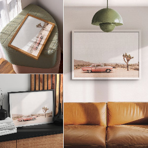 Canvas poster with a retro landscape motif