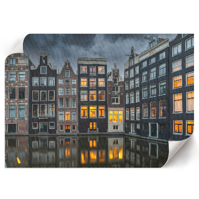 Modern wall art poster depicting a city canal