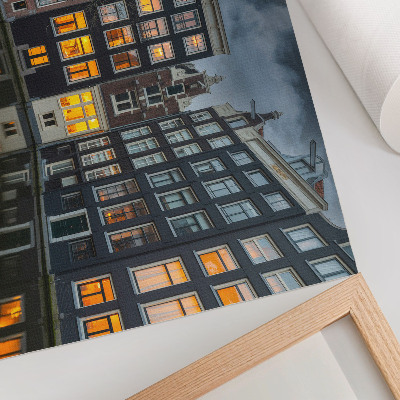 Modern wall art poster depicting a city canal