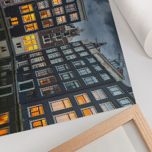 Modern wall art poster depicting a city canal